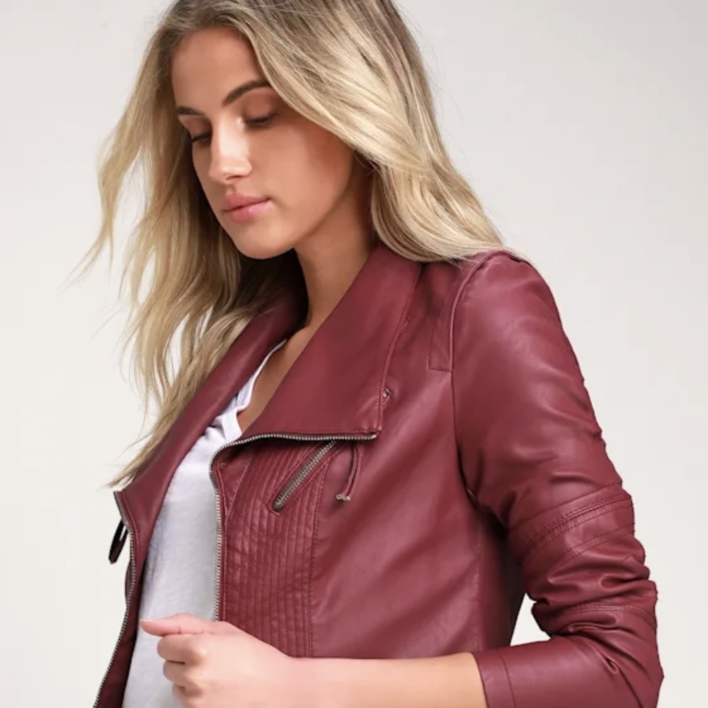 Lulu's Deep Red Leather Jacket
